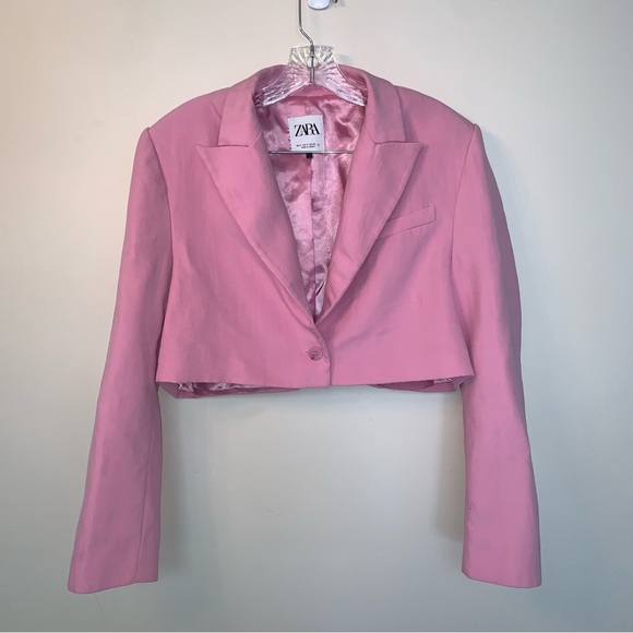 Zara Crop Blazer Light Pink Barbie Bloggers Favourite M - Picture 2 of 16